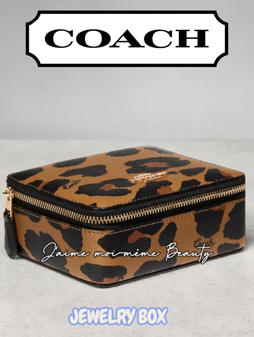 Coach Leopard Print Jewelry Box - NEW - Black Brown Gold